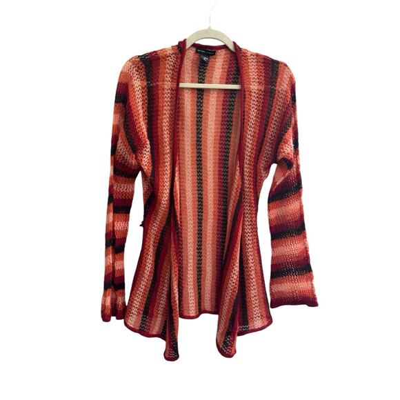 New York & Company Small Autumn Orange Open Knit Boho Mohair Cardigan #3563 - Picture 1 of 9